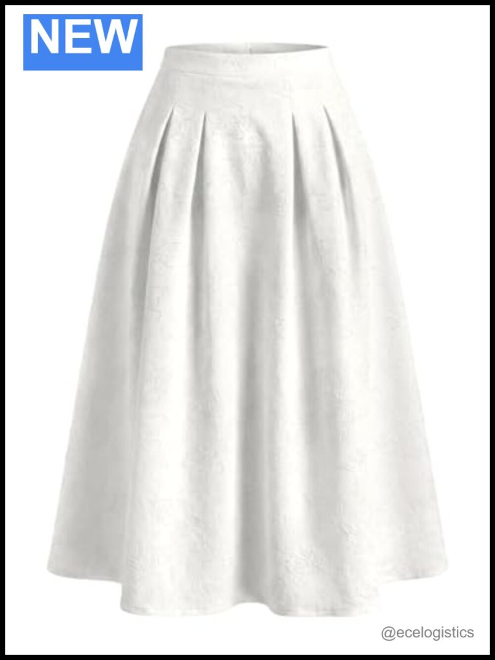 Womens Floral Jacquard Midi Skirt High Waist A-Line Cocktail Party